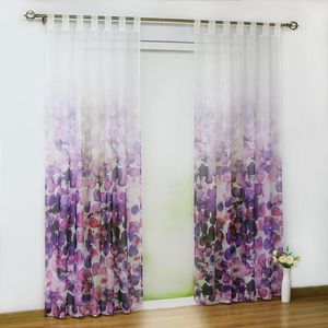 Cortina Europa Europa Decorada Floral roxa Decorada Transparente Tulle Voile Fabric Room Lar Janela Modern Window Treatment 1pcs/lote