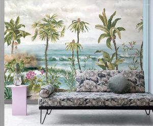 Tapety Dostosowane 3D Mural Wallpaper Tropical Style American Plant Art Tło Malowanie dekoracji ściany