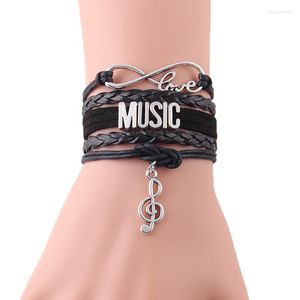 Charm Bracelets Infinity Love Letters ID Music Women Bracelet Stacks Note Leather Wrap & Bangles For Men Jewelry