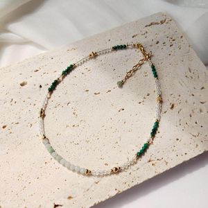 HAVALIKS LII JI MALACHITE Jade Clear Quartz 14K Altın Dolgulu Anklet 24 3cm Doğal Taş El Yapımı Takı Kadınlar Hediye