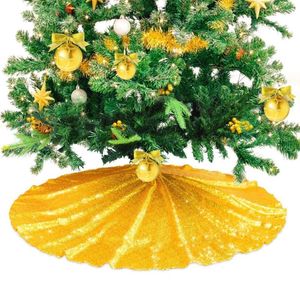 Juldekorationer 35 tum/48 tum dubbelskikt Sequined Tree kjol Xmas Mat för semesterpartier prydnader