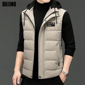 Homens para baixo parkas marca casual moda blusão sem mangas 90% mens pato colete jaqueta com capuz puffer colete roupas de inverno 220930