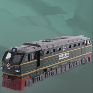 Diecast Model Car Classic 1 87 Alloy Pull Back Retro Two-Headed Train Model Boy Steam Toy Cool Sound Effects and 220930