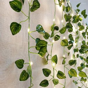 Strings Artificial Vine Green Leaf Led String Lights Fairy Garland Christmas Decorations For Home Wedding Party Decor Battery Powered