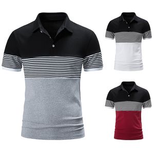 Summer Mens Polo Shirts Short Sleeve Men Casual Jogger Polos Stripe Slim Hateble Business Tee Tops Shirts