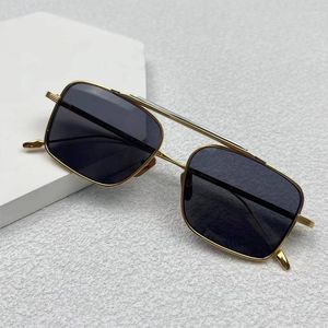 Óculos de sol JACQUES MARAGE MARIF SCARPA Series Double Bridge Golden Men Shades Pilot Style Pure Titanium Solar Glasses