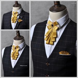 Bow Ties Men's Tie Korean British Business Banket Suit Shirts Brudgum Host Collar Flower Jewelry Men Wedding Accessories 3st Set Set