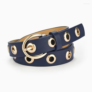 Cinturones de cuero para mujeres cinturón de metal redondo pin hebilla círculo de moda punk o anillo para