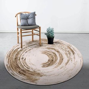 Carpets Chinese-style Round Carpet Home Ink Study Printing Washable Bedroom Bedside Rug Modern Computer Chair Dresser Floor Mat