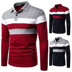 Men's Polos Long Sleeve Contrasting Colors T-shirt Casual Shirts 220930