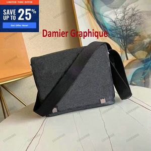 Damier Graphite DISTRICT PM Torba na ramię Designer Męska Torba Wiadomość Monogramy Macassar Classic CrossBody Z kieszenią zapinaną na zamek M46255 N40349 N42711