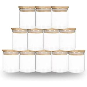 DIY Sublimation 6oz Tumbler Glass Can With Bamboo Lid Candle Jar Food Storage Container Clear Frosted Home Kitchen Supplies Portable RRB15947