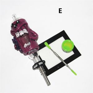 Hookahs Glass Nectar with 14mm Metal Nails Quartz Tips wax dabber tool silicone container mat Keck Clip Reclaimer NC Kit