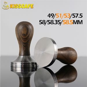 Tampers Kahve Terpon 51mm 53mm 58.5mm Ahşap Toz Çekiç Paslanmaz Çelik Barista Espresso Aksesuarlar Köşe Aracı 220930