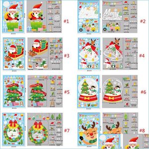 Decorações de Natal PVC adesivos de Natal Decals de janela Clings Starther Party Santa Claus Snowman Drop Double Suded Deld Bdesports Dhrf7