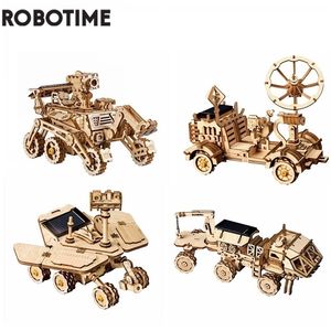 Novelty Games Robotime 3D Puzzle 4 Kinds Moveable Wooden Toys Space Hunting Solar Energy Building Kits Gift for Children Teens Adult LS402 220930