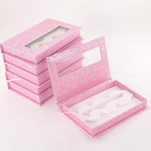 Falsche Wimpern Großhandel 3 Paar Boxpaket Wimpern Buchverpackung 25 mm Nerzwimpern Rosa Aufbewahrungsboxen Flash Case Make-up-Anbieter