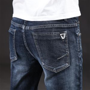 Hommes Jeans Arrivées Qualité Marque Affaires Casual Homme Denim Pantalon Droit Slim Fit Bleu Foncé Plus La Taille 40 42 44 220929