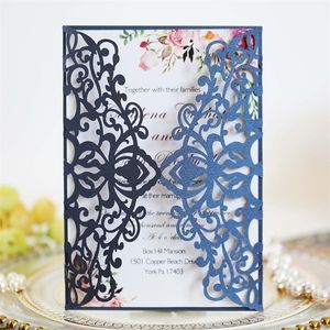 Cartões de felicitações 25/50pcs European Wedding Invitations Cartão Floral Lace Birthday Favors Favors Bridal Shower Party Decor 220930