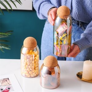 Storage Bottles Jars Kitchen Container Set Sealed Tank Grains Cans Spice Bottle Lead-Free Transparent Glass Jar for Sugar Coffee Tea 220930