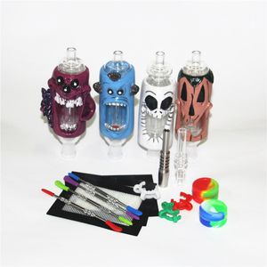 Hookah Nectar Cartoon Design 14mm Nector Kit Mini Glass Tobacco Pipes For Oil Rig Glass Bong Hand Tube NC