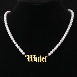 Collane con perline Collana di perle personalizzata Nome personalizzato Pendente in acciaio inossidabile per gioielli regalo fidanzata per donna 220929