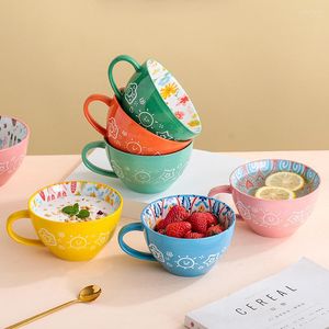 Mugs Retro Creative Nordic Mug Breakfast Cereal Milk Animal Cute Girl Kid Children Porcelain Ceramic Coffee