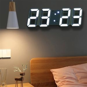 Orologi da parete Design moderno 3D LED grande digitale USB elettronico sul tavolo di allarme luminoso Desktop Home Decor 220930