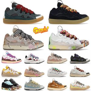 Designer mesh vävda Snörningsskor Curb sneakers extraordinära sneakers präglade Läder sneakers herr dam i nappa kalvskinn sko Gummi plattformssula