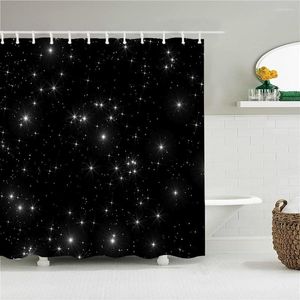 Zasłony prysznicowe Czarne gwiaździste zestawy zasłon nieba w nocnym fantasy Galaxy Universe dla łazienki na zewnątrz trwały materiał z haczykami