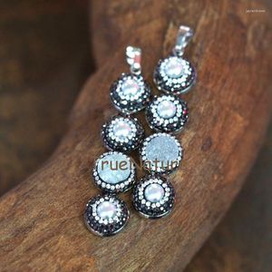 Hänghalsband sötvatten pärla smycken silver elektropläterad liten runda kristallpärlor zirkonbelagd charm i 60 14 mm pm7493