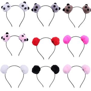 Hair Accessories Adults Kids Plush Pompom Ball Headband Cute Ear Ornament Panda Birthday Party Cosplay Costume Halloween Christmas