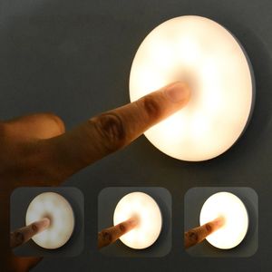 6 LEDs Touch Sensor Night Light Flashlight Magnetic Base Wall Lamp USB Charged Circle Portable Dimming