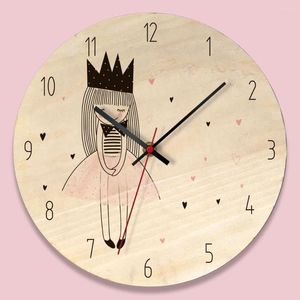 壁時計ホームリビングルームの装飾かわいい漫画ウッドクラシック時計モダンデザインファームハウスウォッチ装飾キッチンガール