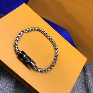 Europe America Style Charm Bracelets Men Lady Women Perfume Bottle Silver-Color Metal Thick Chain Bracelet With Wrap Initials Leather with box