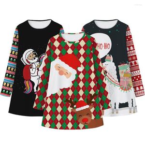Flickakl￤nningar 2022 Santa Claus Christmas Dress for Autumn Carnival Home Party Girls 5-12 ￥r Ton￥rkl￤der