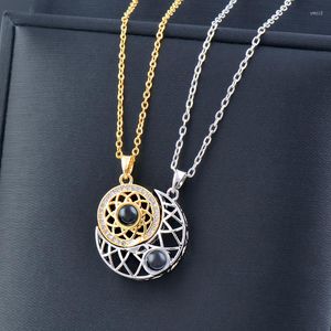 Pendant Necklaces SINLEERY 316L Stainless Steel Jewelry For Women Gold Silver Color Choker Moon Round Pendants And Accessories XL865 SSK