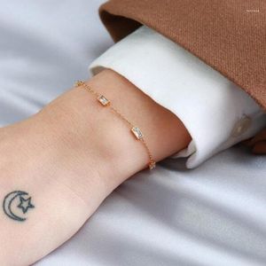 L￤nk armband mode clear crystal fyrkant charm armband armband f￶r kvinnor tjej tillbeh￶r party smycken present sl505
