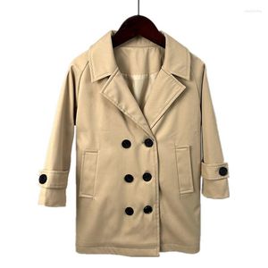 Tench Coats Kids Çifte Bravated Trençkot Bahar Sonbahar Boys Windbreaker Ceket Khaki/Siyah Çocuklar Dış Giyim İngiliz LC473