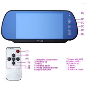 Telecamere per retromarcia per auto Telecamere Sensori di parcheggio Monitor per specchietto retrovisore a colori TFT LCD da 7 pollici con staffa originale speciale 2 ingressi video per