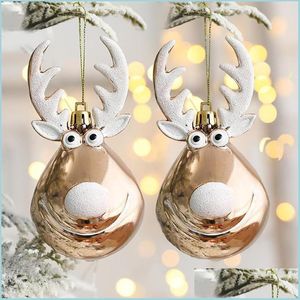 Party Decoration 2sts Christmas Balls Ornament Bauble Pendant Elk Design Hanging Mall Home Props For Tree Decorations 2022 Drop Deli Dhyi7