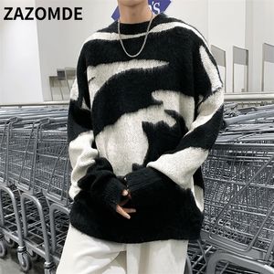 Camisolas masculinos Zazomde Sweater de inverno de outono Bloco branco preto