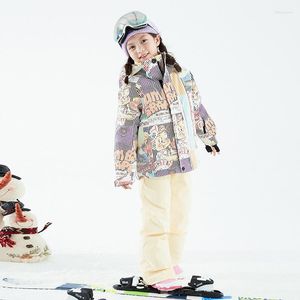 スキージャケット冬の子供スキー服トップガールズボーイズ濃厚な暖かいスノーボードキッズスーツコート風力防水性