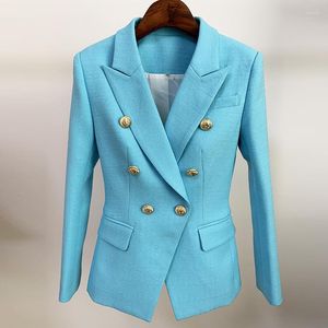 Ternos femininos linho de algodão Blazer Jackets Spring Green azul preto preto Botão duplo Butter Office Office Ladies Feminino Blazers Terno