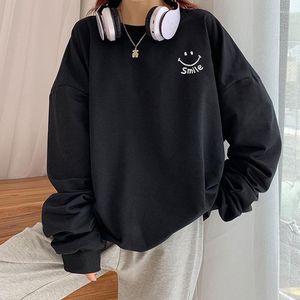 Con cappuccio femminile autunno/inverno con cappuccio con cappuccio nero maglione femminile studentessa versione coreana sciolta a met￠ lunghezza pi￹ camicetta imbottita di velluto donne y2k