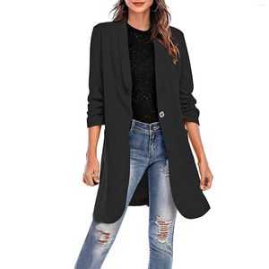 Terno feminino Feminino Longo Blazer Jaqueta Sólida Cor Solid