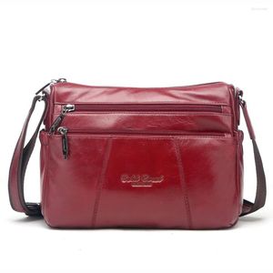 Borse da sera 2022 Messenger in vera pelle di vacchetta color corallo dorato per donna Borsa a spalla femminile casual in vera pelle da donna