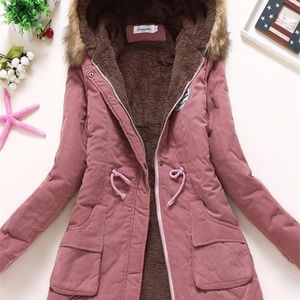 Womens Down Parkas Ailegogo Autumn Winter Women Cotton Jacket Padded Casual Slim Coat Emboridery Hooded Parkas Wadded Warm Overcoat 220929