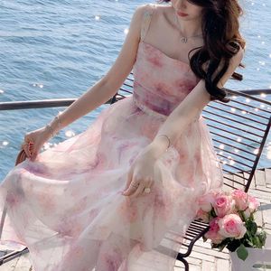 Sukienki swobodne lato 2022 Wejście francuskie luks wróżka kwiatowe krótkie rękawe sukienka damska elegancka wysokiej jakości wysokiej jakości