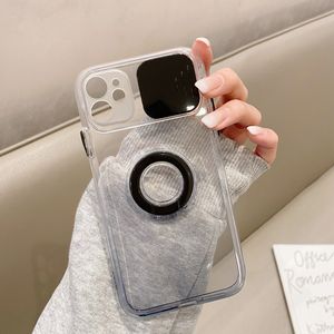 Casos de telefone Push Soft Push para iPhone 11 12 13 Pro máximo 7 8 mais xr x xs max stand ring ring gradiente transparente tampa